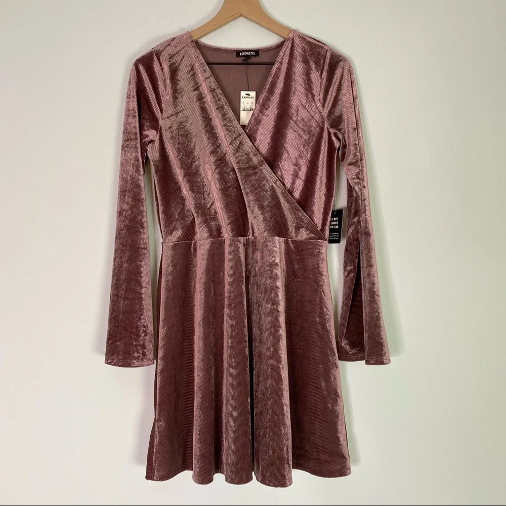 Express Long Sleeve Rose Dress Size Medium - Picture 1 of 8